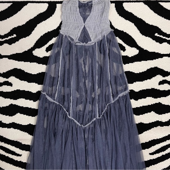 SUPER RARE Free People Intimately Free Sheer Boho Raw Tulle Maxi Dress Size XS - Picture 4 of 9